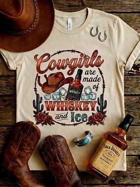 Cowgirls Are Made of Whiskey & Ice Tee • Country Music Shirt • Western Cowgirl